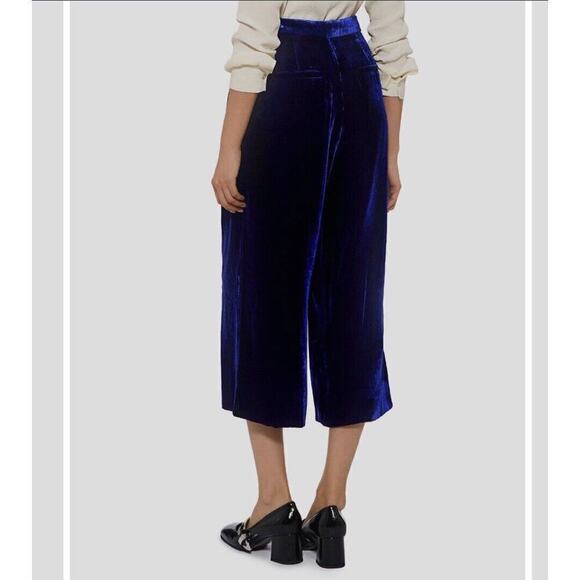 Tibi Wide Leg Cropped Pants Women's Size 0 XS Goth Witch Black Velvet Cropped - Picture 3 of 15